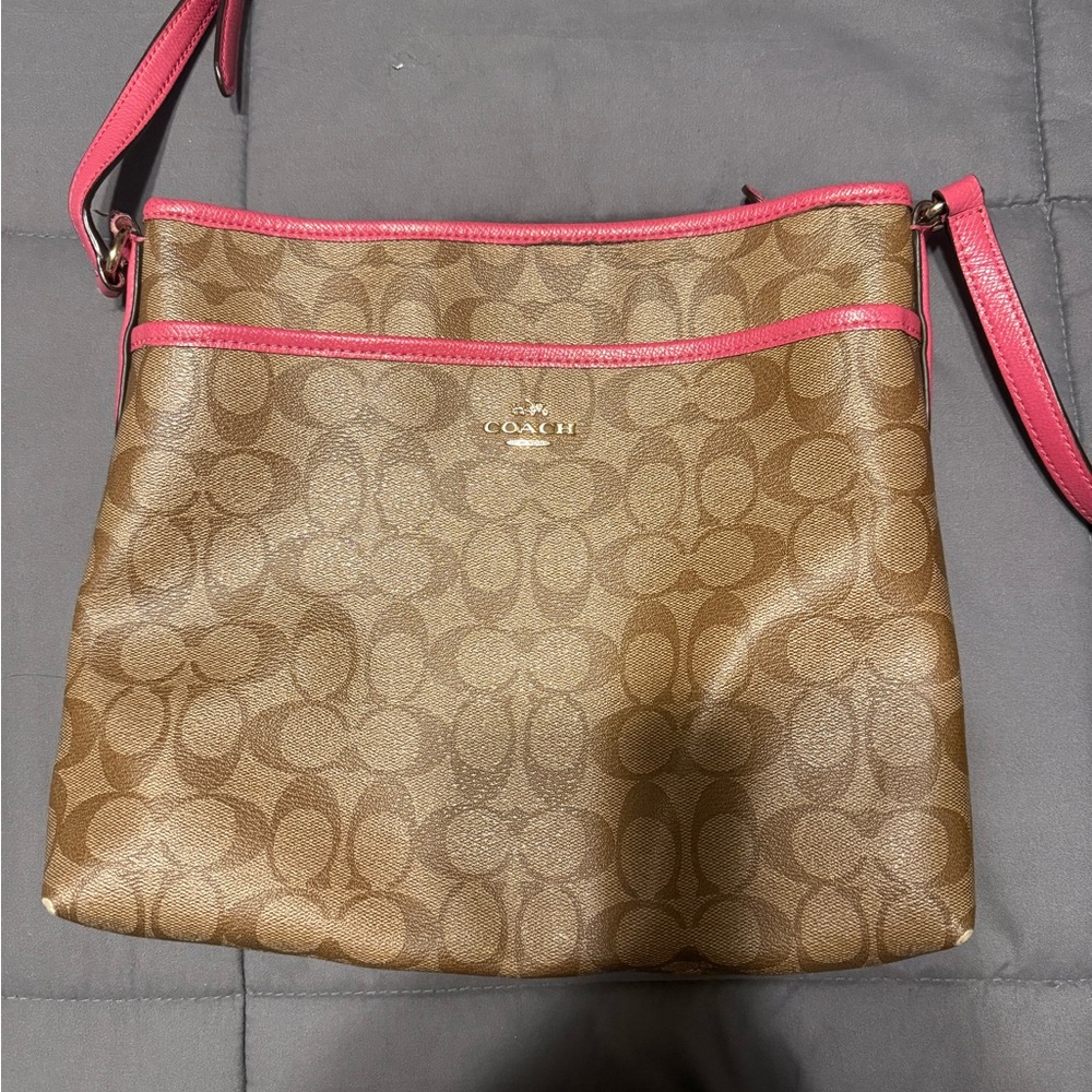 Coach Tan and Pink Crossbody Bag